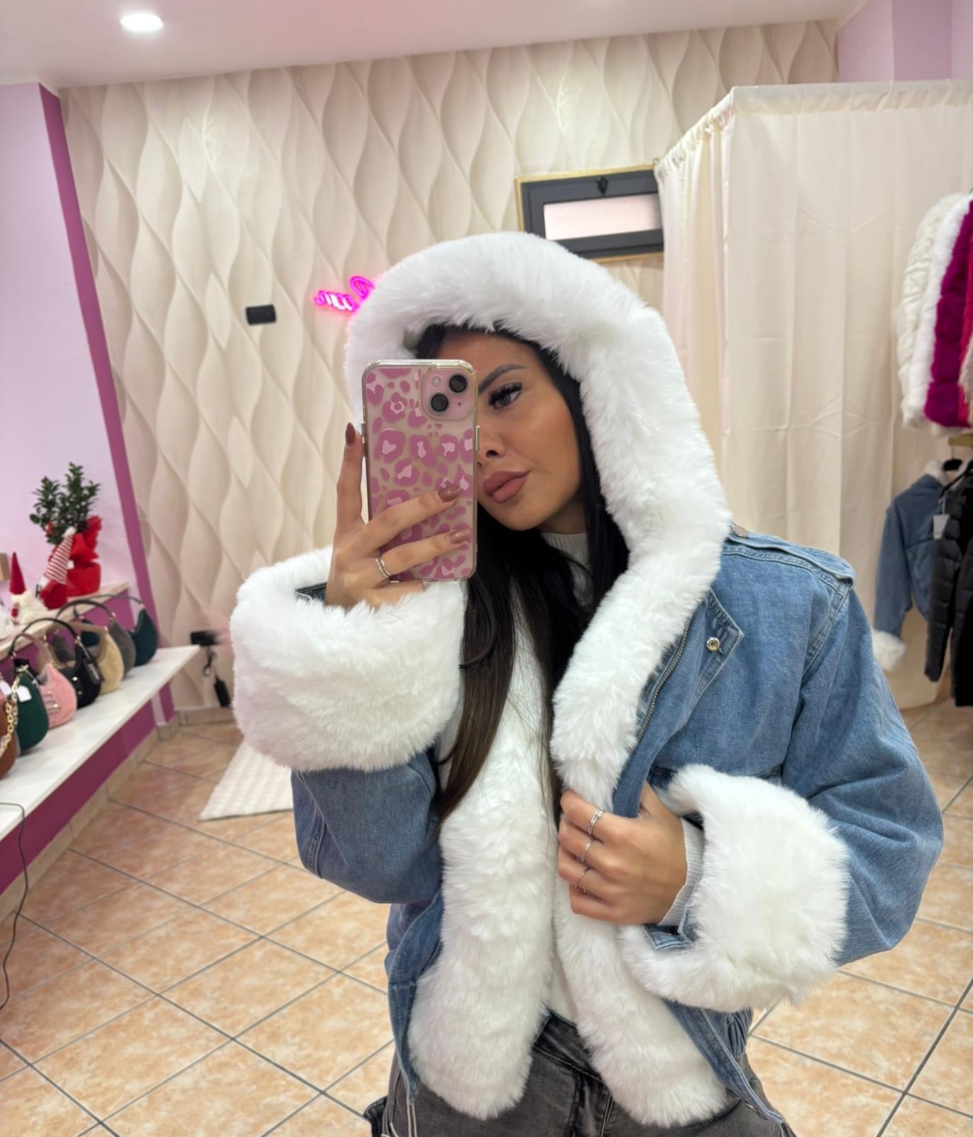 Giubbotto jeans con pelliccia