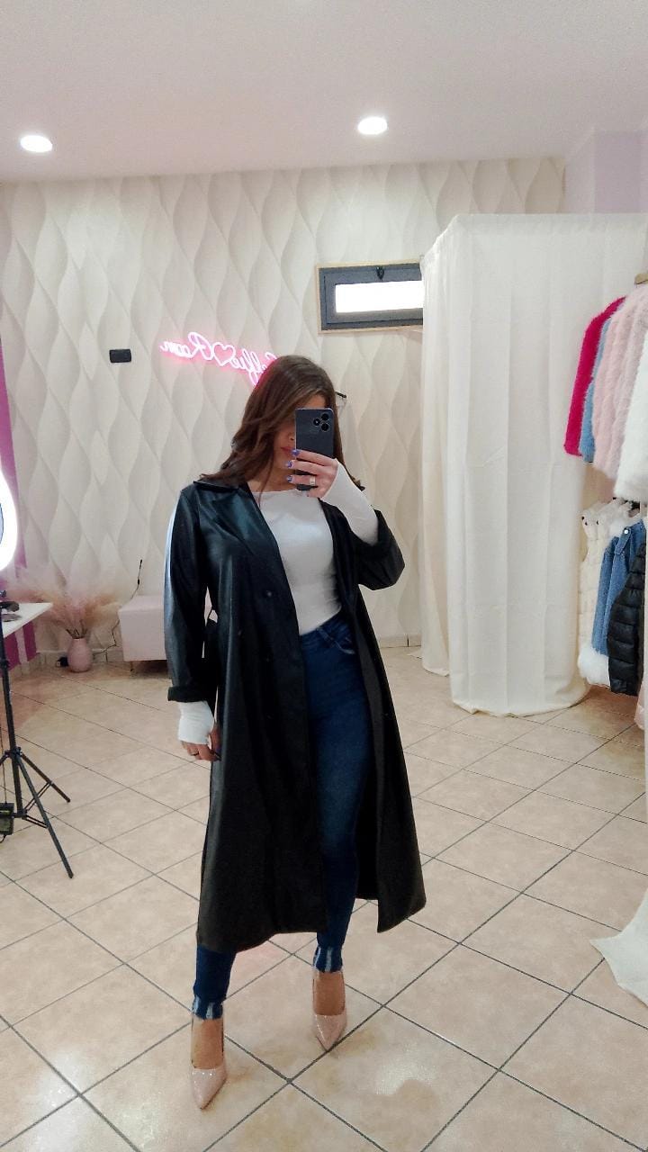 Cappotto in pelle lungo cod 4403