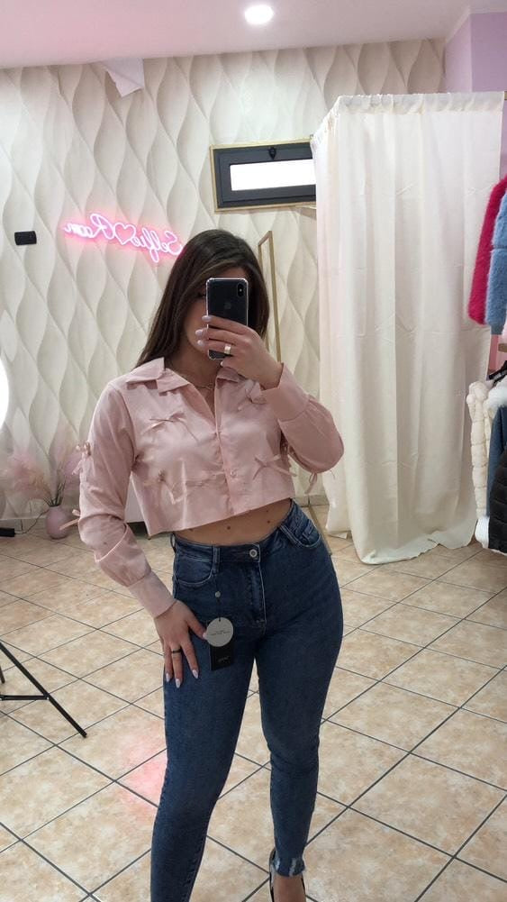 CAMICIA CROP CON FIOCCHI cod 699