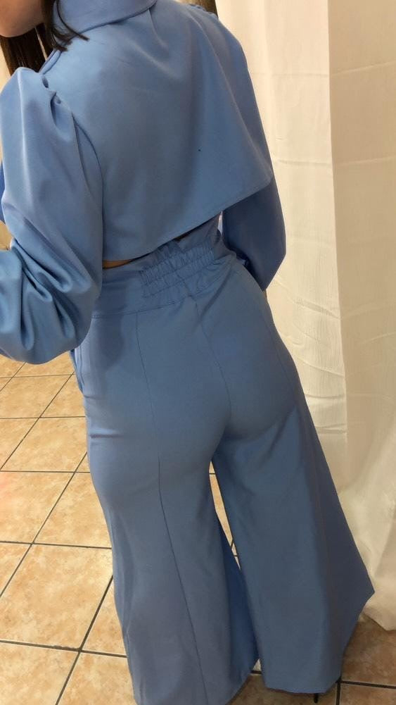 COMPLETO PANTALONE A PALAZZO & GIACCA CROP. cod NF 9185