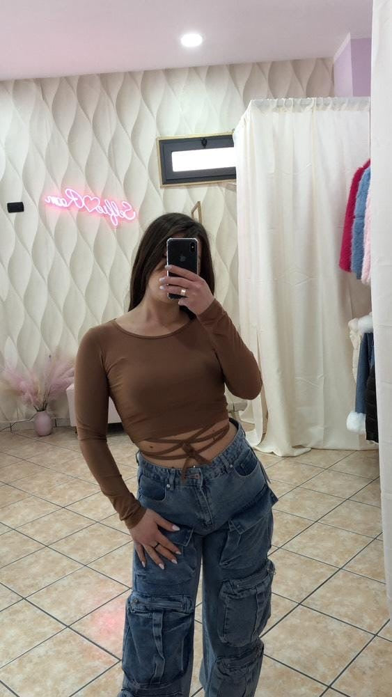 MAGLIA CROP MANICHE LUNGHE cod 16189