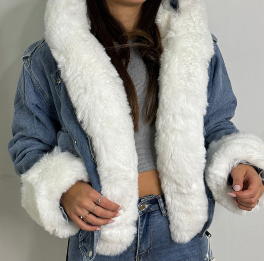 Giubbotto jeans con pelliccia