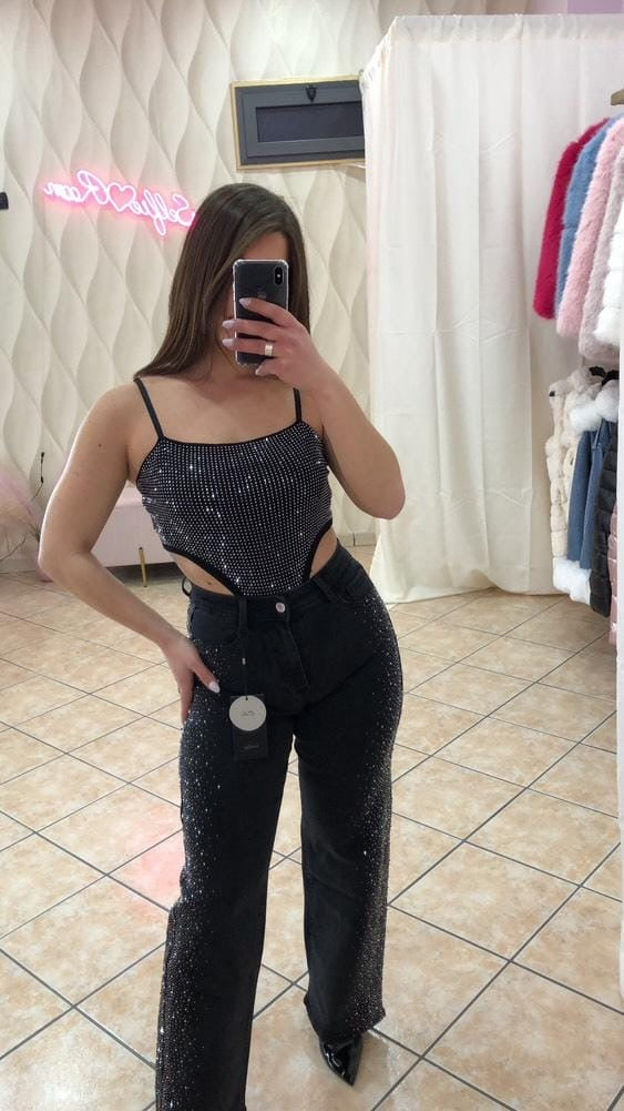 JEANS PIOGGIA GLITTER LATERALI  cod t 6012-2