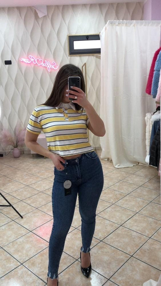 MAGLIA A RIGHE CROP  cod 4599