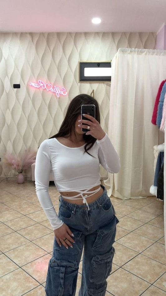 MAGLIA CROP MANICHE LUNGHE   cod 16189