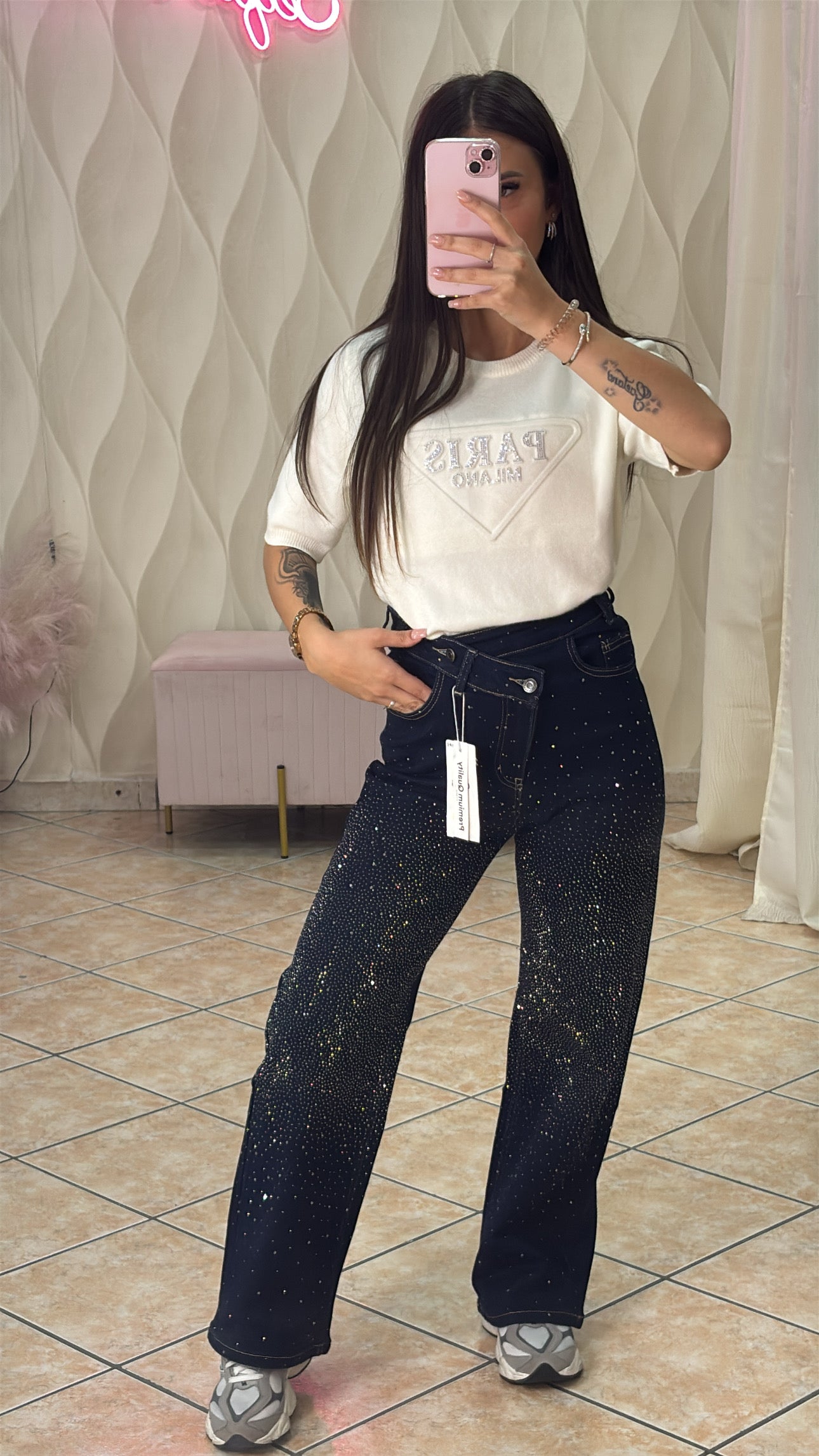 Jeans a palazzo glitter