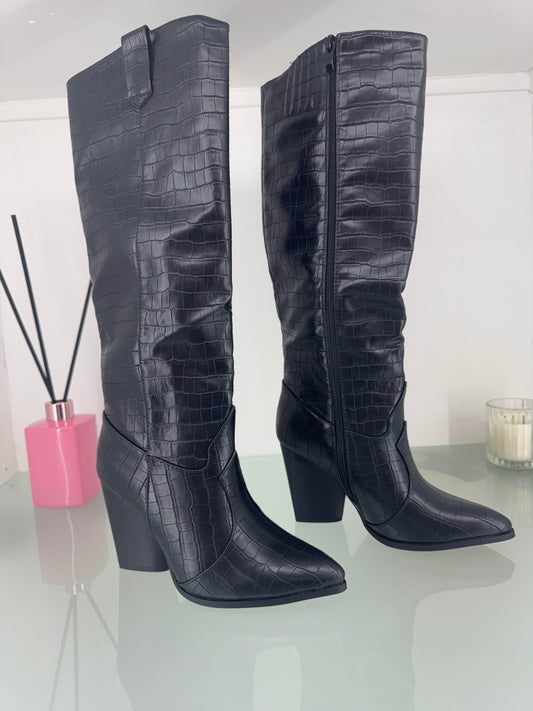 Stivale nero tacco doppio cod ML-90