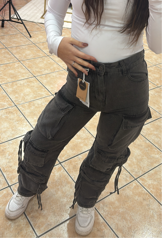 Cargo jeans grigio cod 240-2