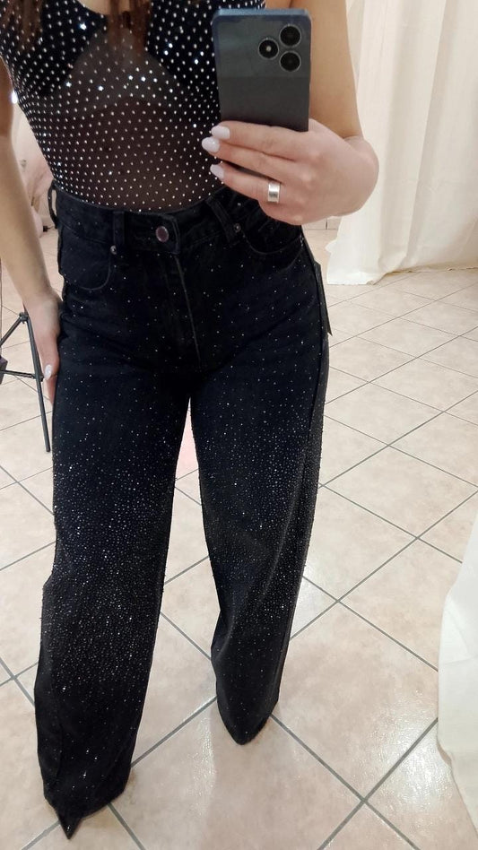 jeans glitter nero   cod A- 3253