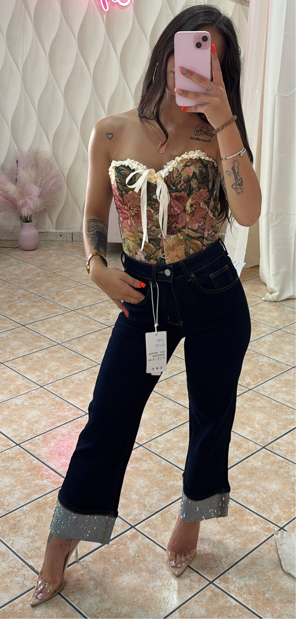 Jeans  con risvolto glitter