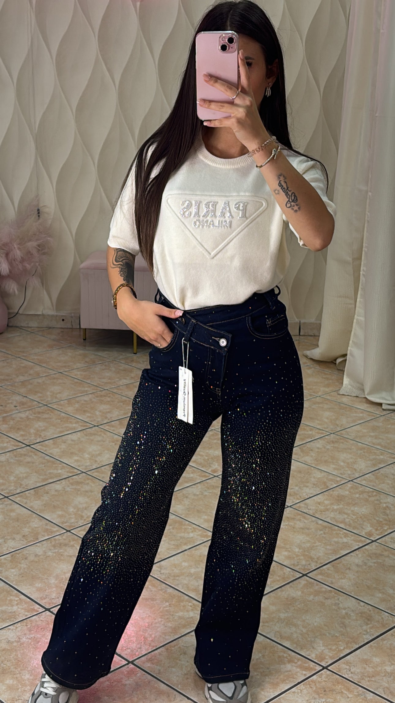 Jeans a palazzo glitter
