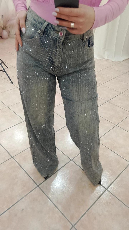 JEANS GLITTER SABBIATO  cod A- 3335